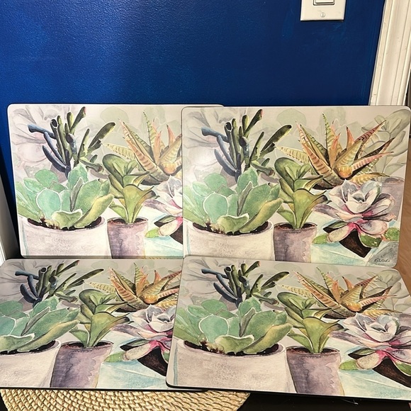 NWOT Set of Four Pimpernel Succulents Collection Cork Backed Placemats - Picture 1 of 5
